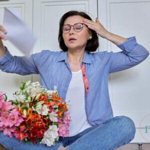 menopausal woman having a hot flash