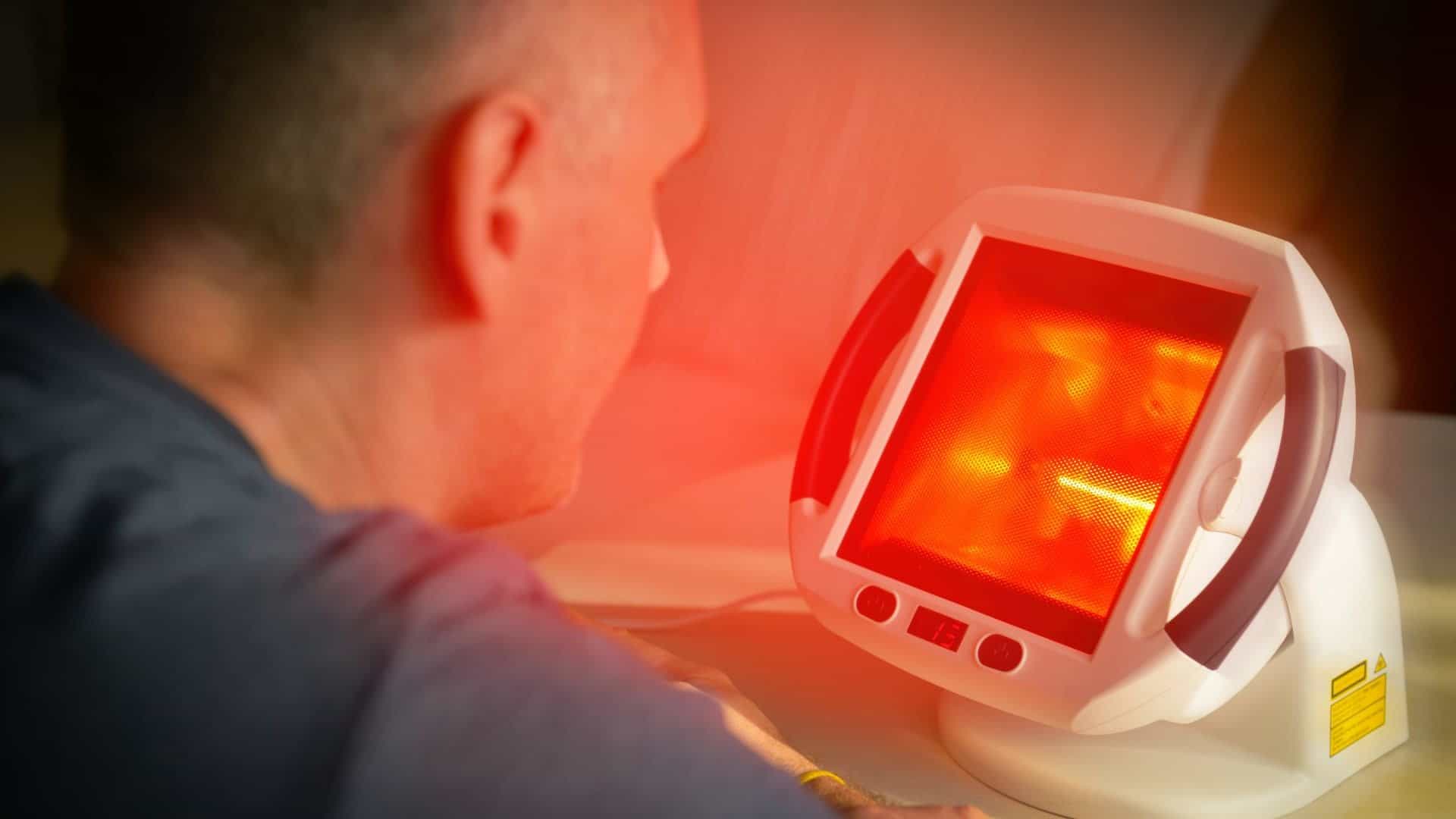 A demonstration of how to access red light therapy treatments.